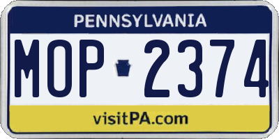 PA license plate MOP2374
