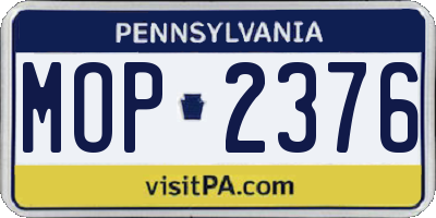 PA license plate MOP2376