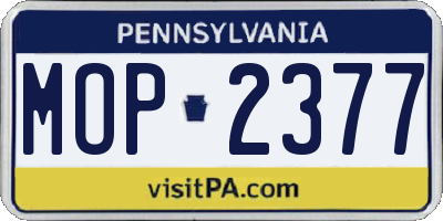 PA license plate MOP2377