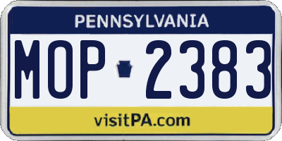 PA license plate MOP2383