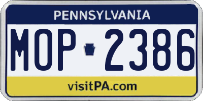 PA license plate MOP2386