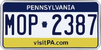 PA license plate MOP2387