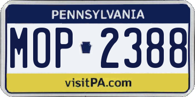 PA license plate MOP2388