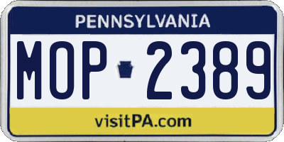 PA license plate MOP2389