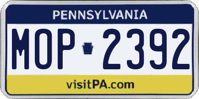 PA license plate MOP2392