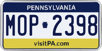 PA license plate MOP2398