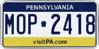 PA license plate MOP2418