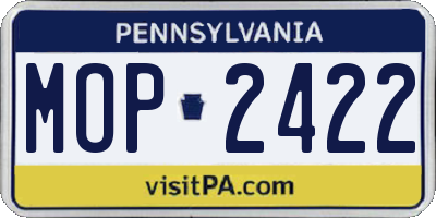 PA license plate MOP2422
