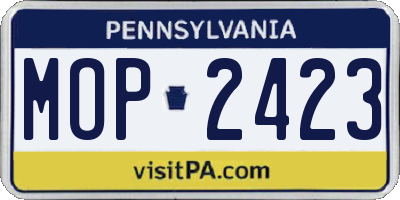 PA license plate MOP2423