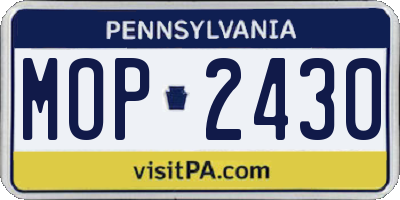 PA license plate MOP2430
