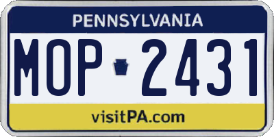 PA license plate MOP2431