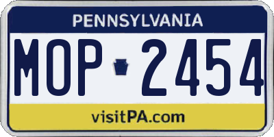 PA license plate MOP2454