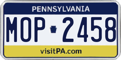 PA license plate MOP2458