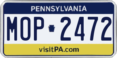 PA license plate MOP2472