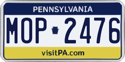 PA license plate MOP2476