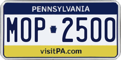 PA license plate MOP2500