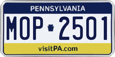 PA license plate MOP2501