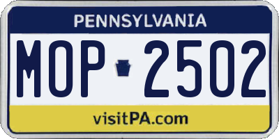 PA license plate MOP2502