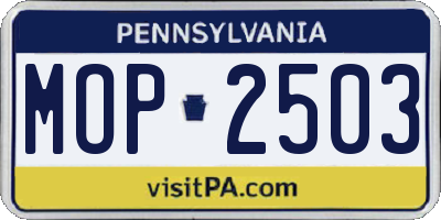 PA license plate MOP2503