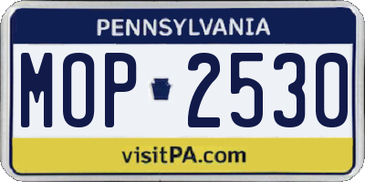 PA license plate MOP2530