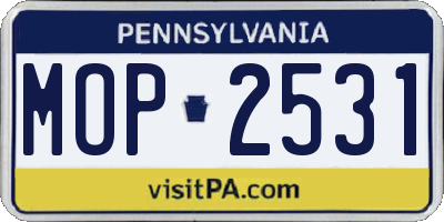 PA license plate MOP2531