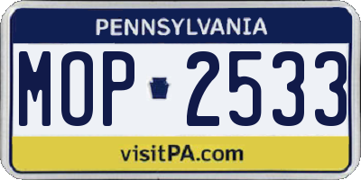 PA license plate MOP2533