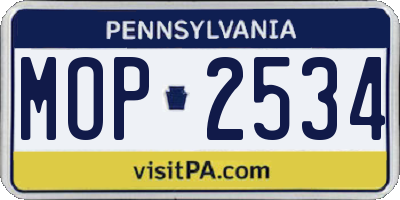 PA license plate MOP2534
