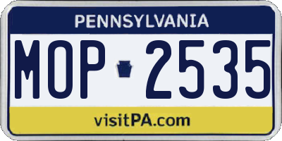 PA license plate MOP2535