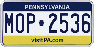 PA license plate MOP2536