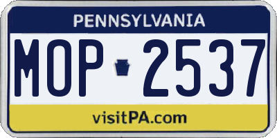 PA license plate MOP2537