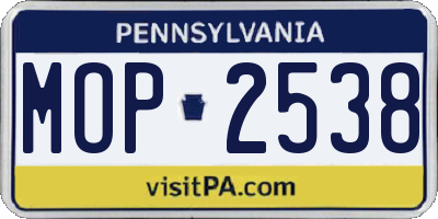 PA license plate MOP2538