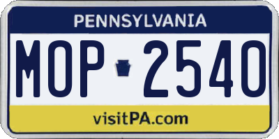PA license plate MOP2540