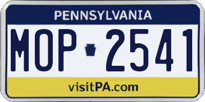 PA license plate MOP2541
