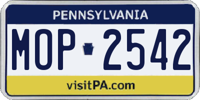 PA license plate MOP2542