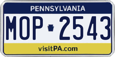 PA license plate MOP2543