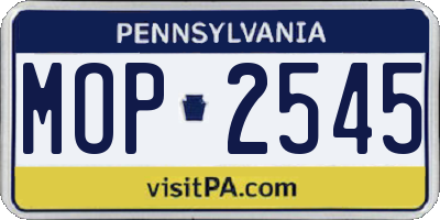 PA license plate MOP2545