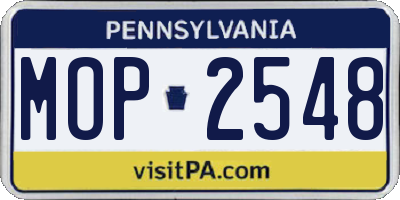 PA license plate MOP2548