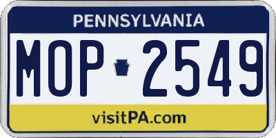 PA license plate MOP2549
