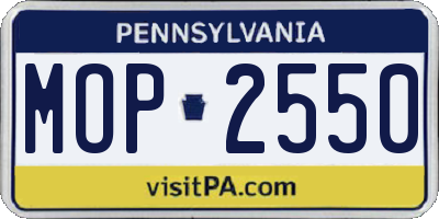 PA license plate MOP2550