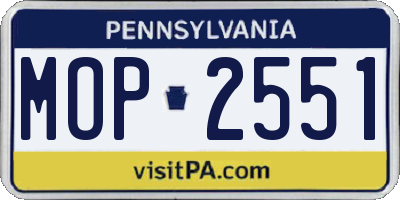 PA license plate MOP2551