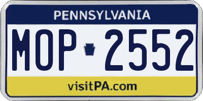PA license plate MOP2552