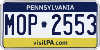 PA license plate MOP2553