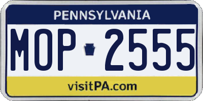 PA license plate MOP2555