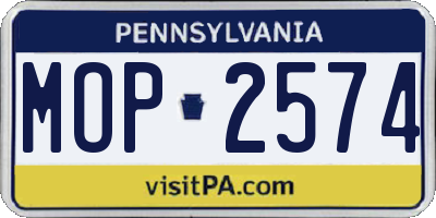 PA license plate MOP2574