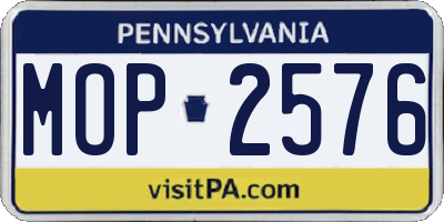 PA license plate MOP2576