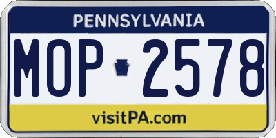 PA license plate MOP2578