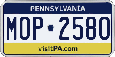 PA license plate MOP2580