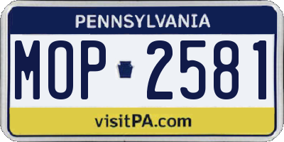 PA license plate MOP2581