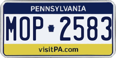 PA license plate MOP2583