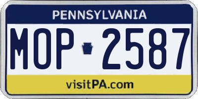 PA license plate MOP2587